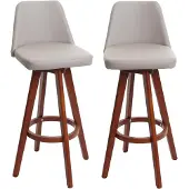 Mendler 2er-Set Barhocker HWC-C43, Barstuhl Tresenhocker, Holz Kunstleder drehbar MVG- taupe