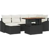 vidaXL Garten-Sofa-Set 7 stk. Schwarz Poly Rattan