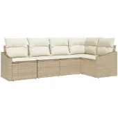 vidaXL Sofa Set 5 stk. Beige [Synthetisch]: Poly Rattan