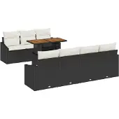 vidaXL Gartensofa-set 8 Stk. Schwarz und Creme