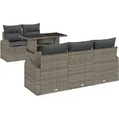 vidaXL Gartensofa-set 6 stk. Grau Poly Rattan