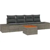 vidaXL Gartensofa-set mit Kissen 5 pcs Grau Poly-Rattan