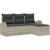 vidaXL Gartensofa-set Hellgrau Poly-Rattan
