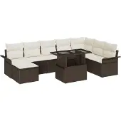 vidaXL Sofa Set 9 Stk. Braun Poly-Rattan