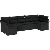 vidaXL Gartensofa-set 7 stk. Schwarz Poly-Rattan