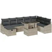 vidaXL Gartensofa-set 9 stk. Poly-Rattan