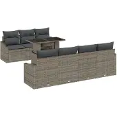 vidaXL Gartensofa-set 8 stk. Grau Poly-Rattan