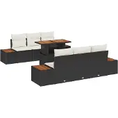 vidaXL Gartensofa-set 7 Stk. Schwarz und Beige