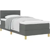 vidaXL Boxspringbett mit Kissen Dunkelgrau 100 x 200 cm Stoff