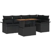 vidaXL Garten-Sofa-Set 6 Stk. Schwarz
