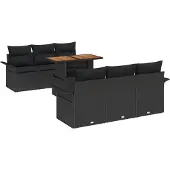 vidaXL Garten-Sofa-Set 7 Stk. Schwarz