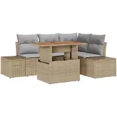 vidaXL Gartensofa-set 5 Stk. Beige und Grau