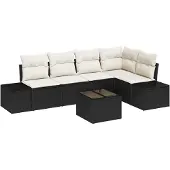 vidaXL Gartensofa-set 6 pcs Schwarz Poly-Rattan