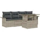 vidaXL Gartensofa-set 5 stk. Hellgrau Poly-Rattan