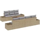 vidaXL Sofa Set 8 Stk. Beige [Synthetisch]: Poly Rattan