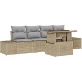 vidaXL Sofa Set 5 Stk. Beige und Hellgrau Poly-Rattan