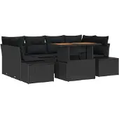 vidaXL Garten-Sofa-Set 7 stk. Schwarz Poly Rattan