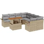 vidaXL Garten-Sofa-Set mit Kissen Beige und Hellgrau