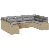 vidaXL Sofa Set 9 stk. Beige [Synthetisch]: Poly Rattan