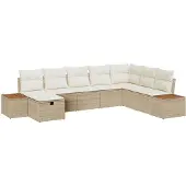 vidaXL Gartensofa-set 9 stk. Beige Poly-Rattan
