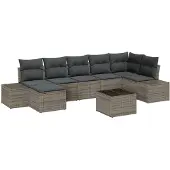 vidaXL Gartensofa-set 8 Stk. Grau Poly-Rattan