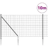 vidaXL Euro-Zaun mit Stacheln 10 x 1 m PVC-beschichteter Stahl Grau
