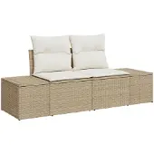 vidaXL Gartensofa-set 7 Stk. Beige Poly-Rattan