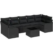 vidaXL Gartensofa-set Schwarz 55 x 55 x 37 cm Poly-Rattan