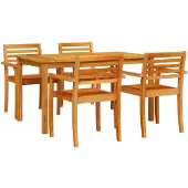 vidaXL Garten Essgruppe 5 Stk. Braun Massivholz Akazie