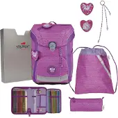 DERDIEDAS Schulranzen ErgoFlex Easy Set 6-teilig Purple Unicorn pink
