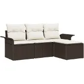 vidaXL Gartensofa-set 4 stk. Braun Poly-Rattan