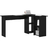vidaXL Schreibtisch Schwarz Eichen-Optik 142 x 102 x 73 cm