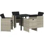 vidaXL Garten Essgruppe 5 pcs Hellgrau Poly-Rattan