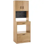 SoBuy Mikrowellenschrank mit Pegboard Hochschrank Kommoden Küchenschrank mit Mikrowellenablage Aufbewahrungsschrank Küchekommode Küchentrolley FSB98-N