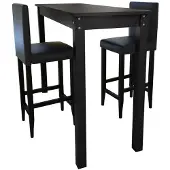 Helloshop26 Set aus 2 Barhockern mit hohem Tisch schwarz 1202005
