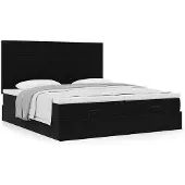 vidaXL Ottoman-Bett mit Matratzen Schwarz 200x200 cm Samt