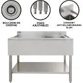 KuKoo Edelstahl Gastrospüle – 1 Becken Rechts