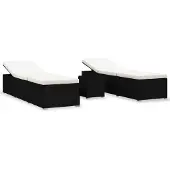 Helloshop26 - 3-teiliges Garten-Lounge-Set mit Beistelltisch schwarzes Rattan-Kunstharz