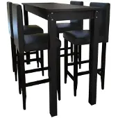 Helloshop26 Set von 4 Barhockern mit hohem Tisch schwarz 1202004