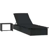 Helloshop26 - Poly-Rattan Sonnenliege mit Tisch schwarz