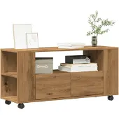 vidaXL TV-Schrank mit Rollen Artisan-Eiche 102x34,5x43cm Holzwerkstoff