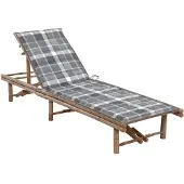 Helloshop26 - Sonnenliege Deckstuhl Sonnenbett Gartenbett Terrassenmöbel mit Bambuskissen 02_0012292