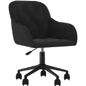 Helloshop26 - Schwarzer Samt-Drehsessel/Sessel für Büro/Arbeitszimmer 02_0024169