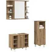 vidaXL 3-tlg. Badmöbel-Set Artisan-Eiche Holzwerkstoff