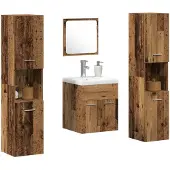 vidaXL Badezimmermöbel-Set Wandmontiert 4 pcs Altholz Holzwerkstoff