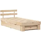 vidaXL Bettrahmen mit Kopfteil Natur 80 x 200 cm Massives Kiefernholz
