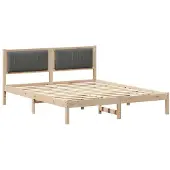 vidaXL Bettgestell mit gepolstertem Kopfteil Dunkelgrau 150 x 200 cm