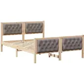 vidaXL Bettrahmen mit Kopfteil Taupe 140 x 200 cm Massives Kiefernholz