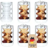 Intirilife Thermo Kaffee Tee Glas 190 ml Rillen Style