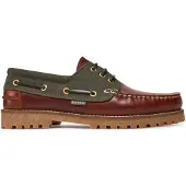 Barbour für Herren. MFO0795 Leder Nautic Deck Boot braun, grün (45), Wohnung, Schnürsenkel, Lässig